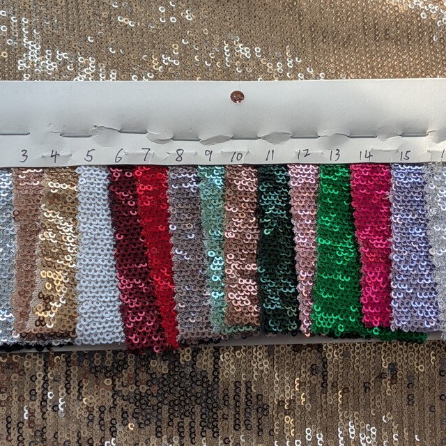 Stretch lengthwise gold sequins on skin-colored tulle | View: Stretch lengthwise gold sequins on skin-colored tulle - COLORS