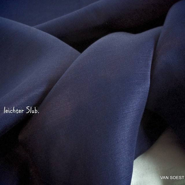 TENCEL™-Cupro-Leinen in Stahlblau als Flachgewebe
