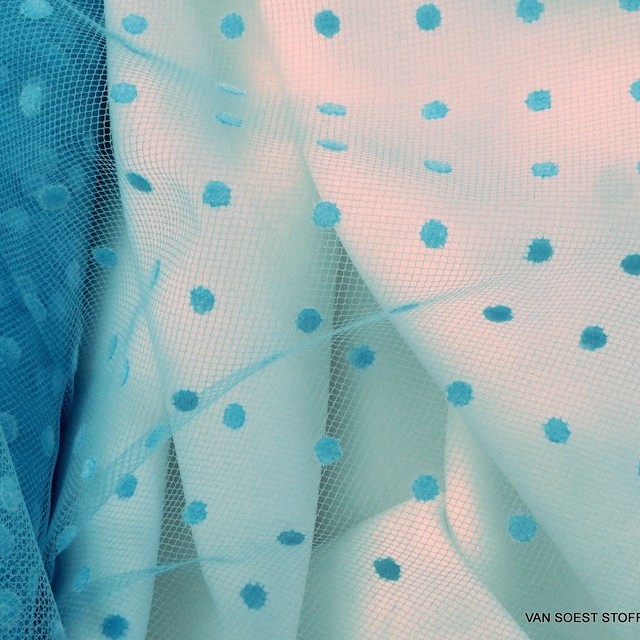 Polka dot flake tone in tone blue tulle. | View: Polka dot flake tone in tone blue tulle.