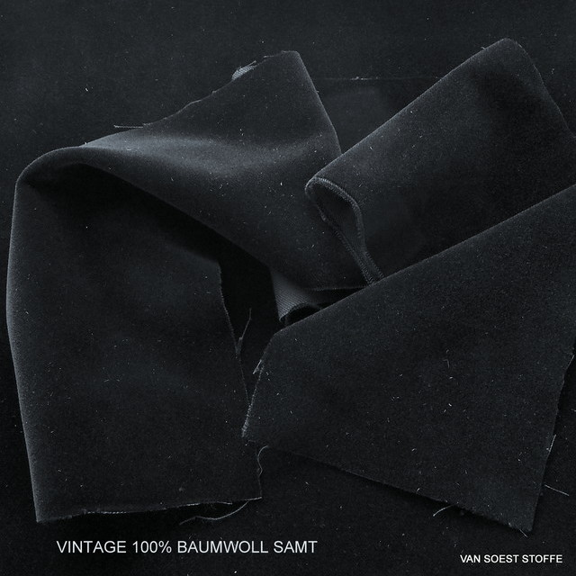 Vintage Baumwoll Samt in Tiefschwarz | Ansicht: Vintage Baumwoll Samt in Tiefschwarz