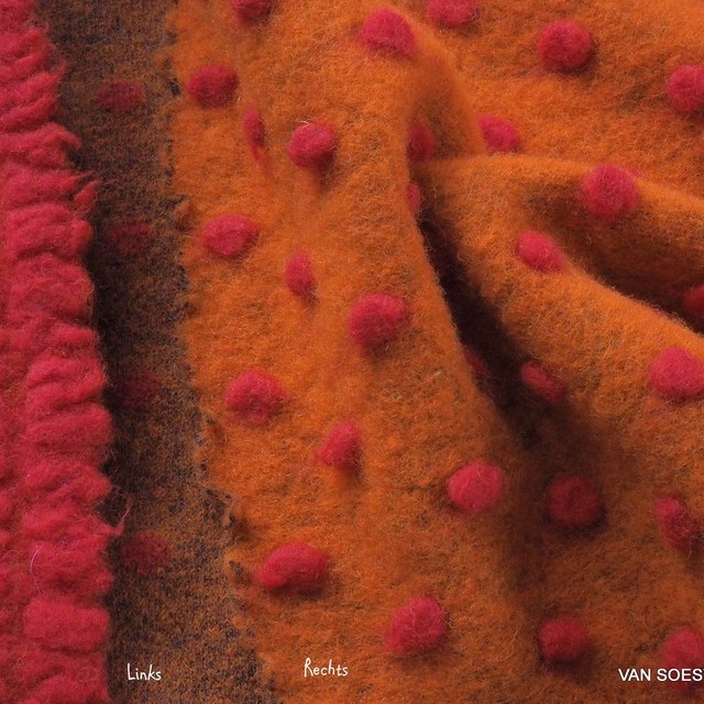 Boiled Wool (Walk) knit dots in orange - red | View: Boiled Wool (Walk) knit dots in orange - red