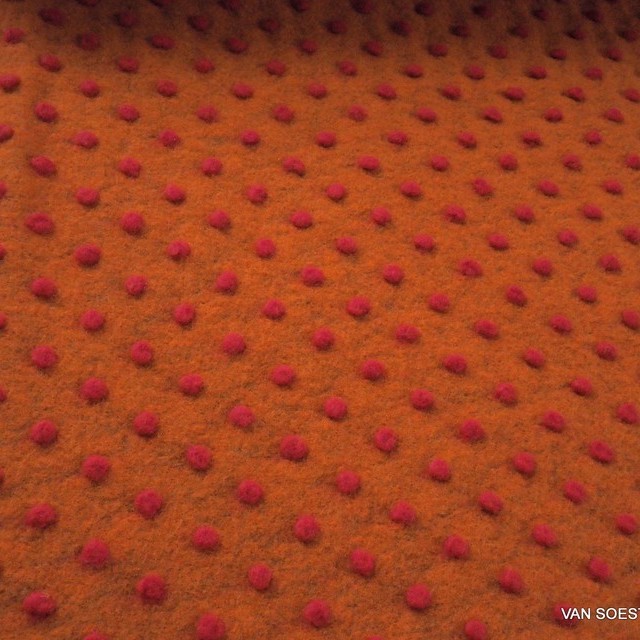 Boiled Wool (Walk) knit dots in orange - red | View: Boiled Wool (Walk) knit dots in orange - red