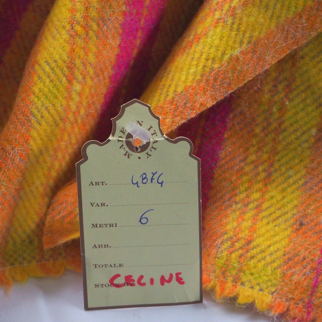 Woll Tweed Karo in Pink Gelb Orange | Ansicht: Woll Tweed Karo in Pink Gelb Orange