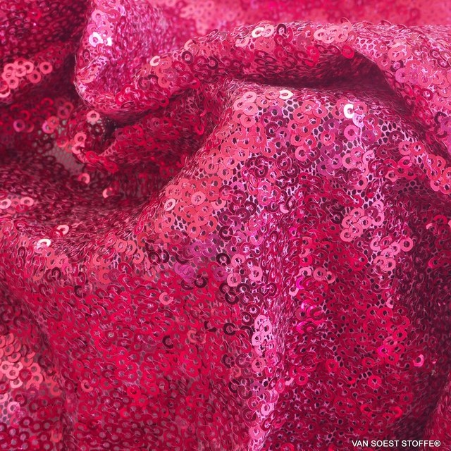 beguiling mini sequins on tone on tone stretch tulle in magenta