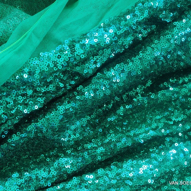 beguiling mini sequins on tone on tone stretch tulle in mint green | View: beguiling mini sequins on tone on tone stretch tulle in mint green