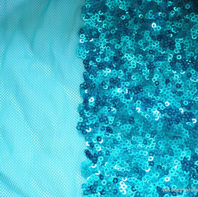 beguiling mini sequins on tone on tone stretch tulle in turquoise | View: beguiling mini sequins on tone on tone stretch tulle in turquoise