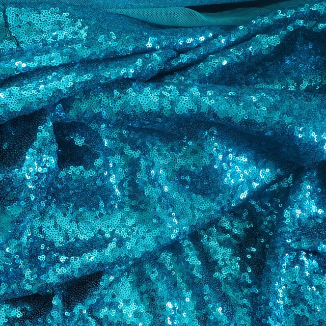 beguiling mini sequins on tone on tone stretch tulle in turquoise | View: beguiling mini sequins on tone on tone stretch tulle in turquoise