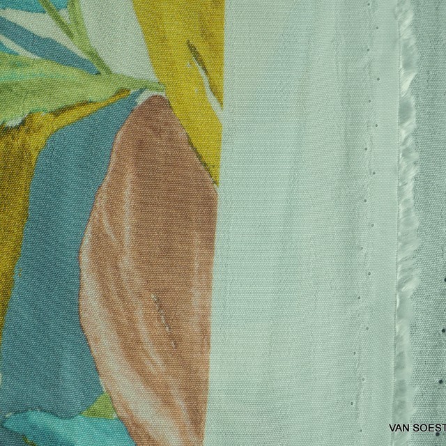 bunter Fascination Blumenprint auf Viskose Crepe | Ansicht: bunter Fascination Blätterprint auf Viskose Crepe