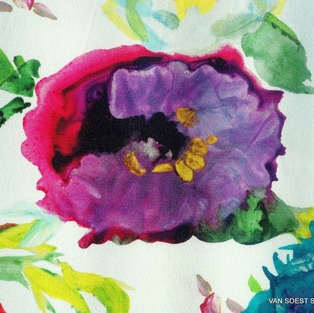 colorful Veronica floral print on viscose crepe