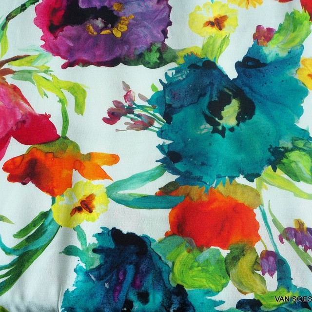 colorful Veronica floral print on viscose crepe | View: colorful Veronica floral print on viscose crepe