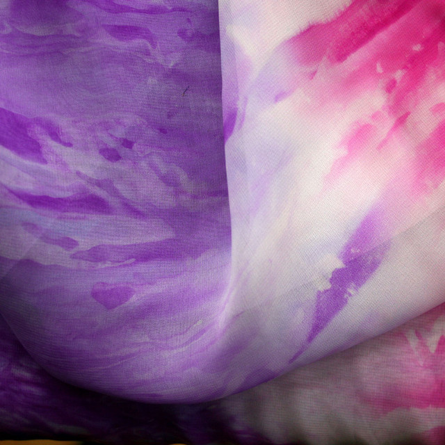 Dreifarben Chiffon degradé in flieder weiß lila
