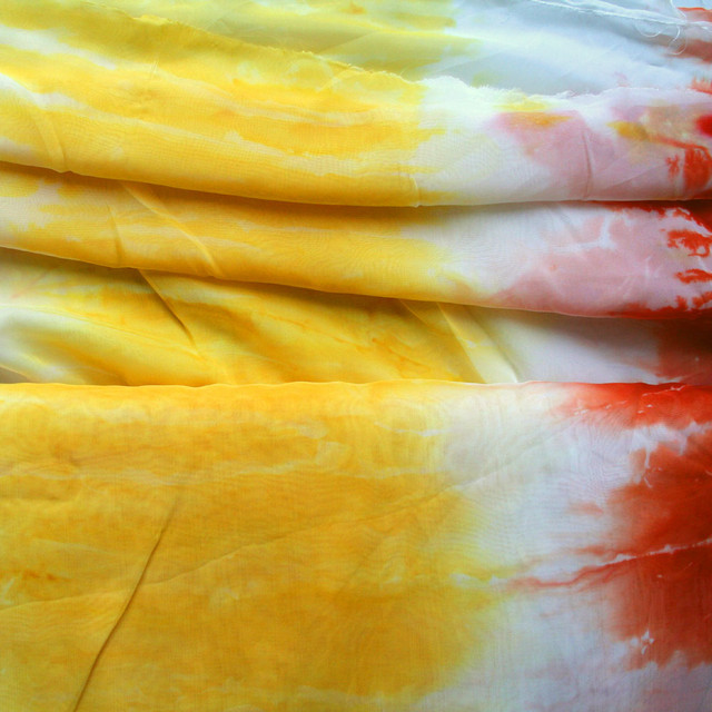 Dreifarben Chiffon degradé in orange weiß gelb