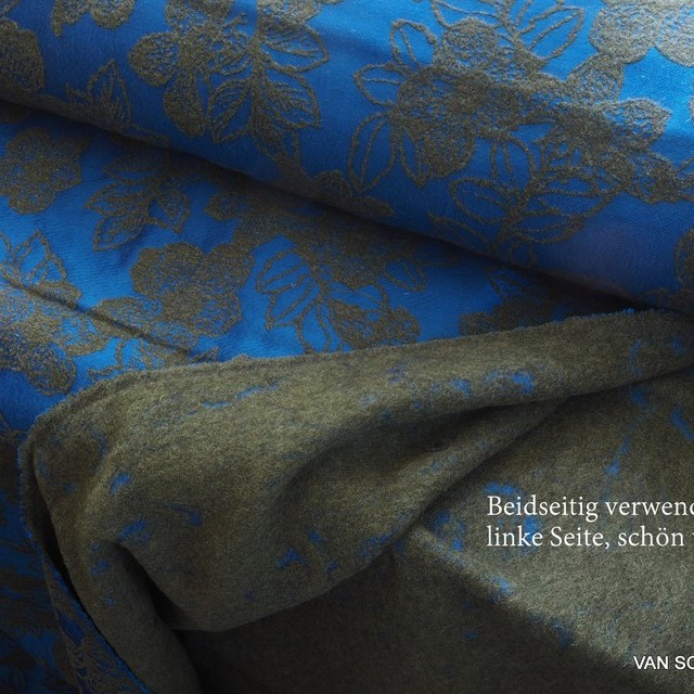 floraler Couture Jaquard u.a. mit Wolle & Viskose Türkis Oliv | Ansicht: floraler Couture Jaquard u.a. mit Wolle & Viskose Türkis Oliv
