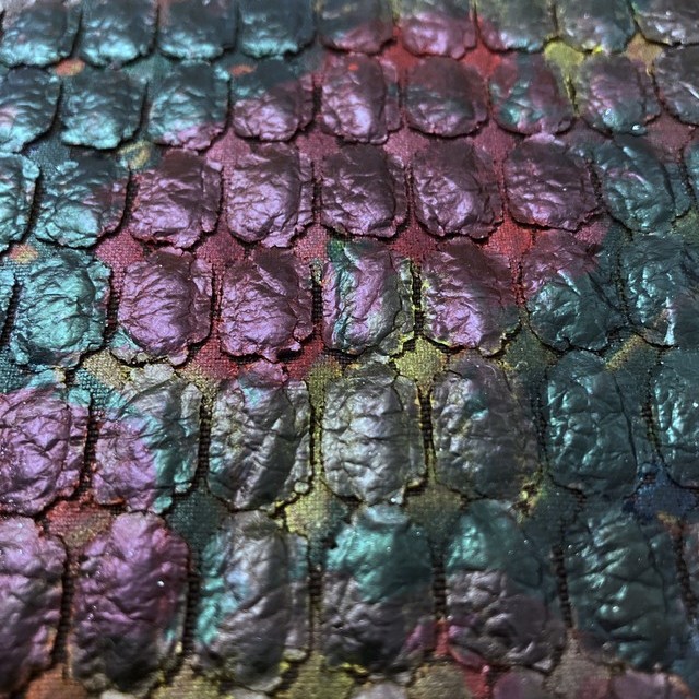 glaenzender Ledereffekt auf laminiertem Waffel Velour Green-Red-Black limitiert | Ansicht: glaenzender Ledereffekt auf laminiertem Waffel Velour Green-Red-Black limitiert