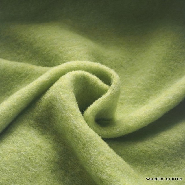 light wool-walkloden mix one side rolled in apple green- melange knit inside