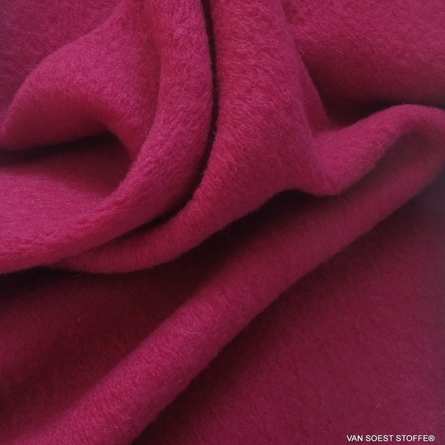 light wool-walkloden mix one side rolled in magenta - melange knit inside | View: light wool-walkloden mix one side rolled in magenta - melange knit inside