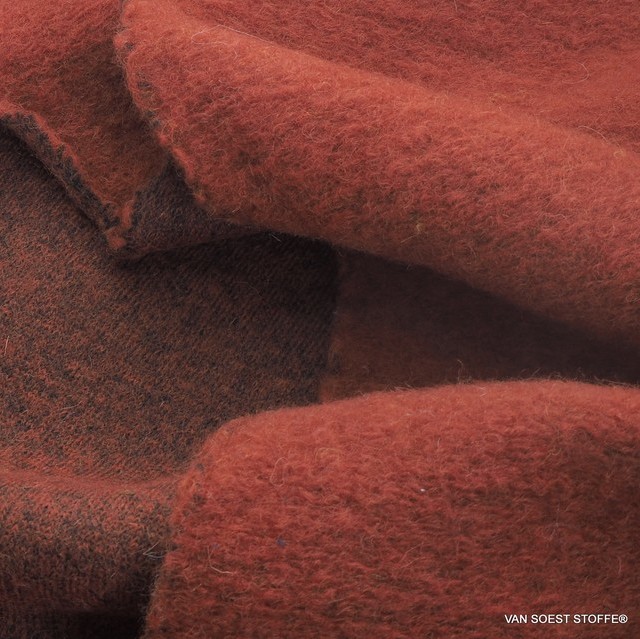 light wool-walkloden mix one side rolled in rust- melange knit inside | View: light wool-walkloden mix one side rolled in rust- melange knit inside