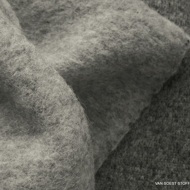 light wool-walkloden mix one side rolled in stone - melange knit inside