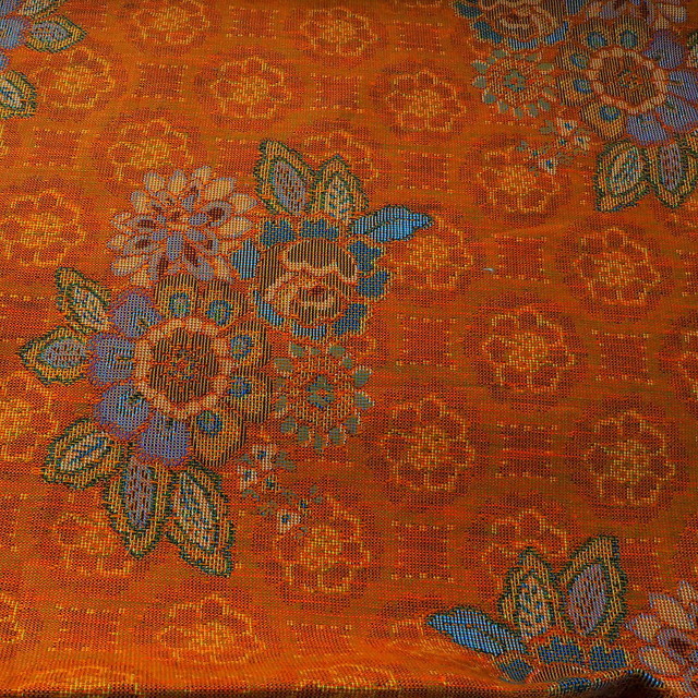 Orange-farbiger Leinen Baumwoll Jacquard