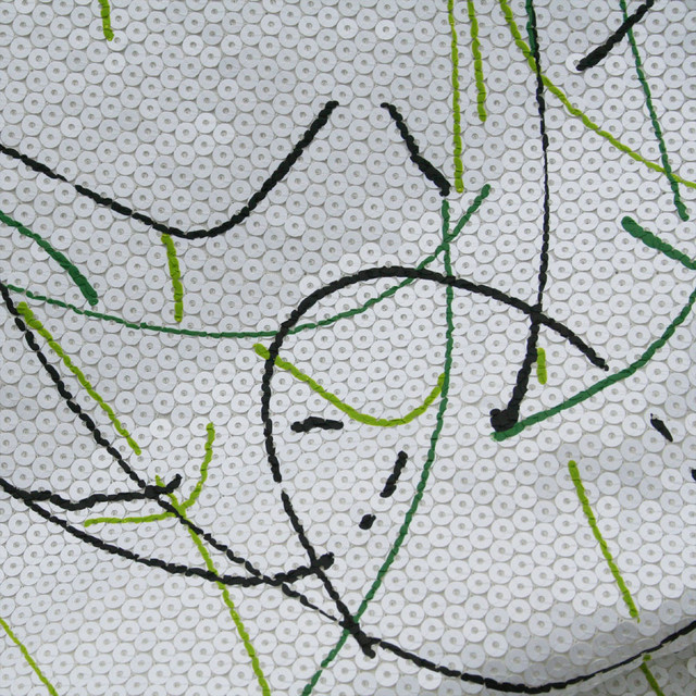 Pailletten-Dripping in Bianco Grassgrün und Schwarz