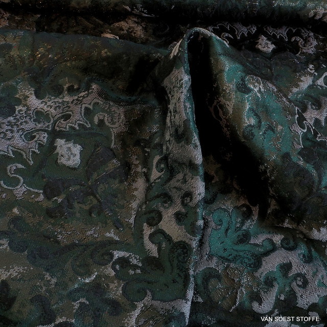Paisley Metallic Jacquard in Oliv-Grau