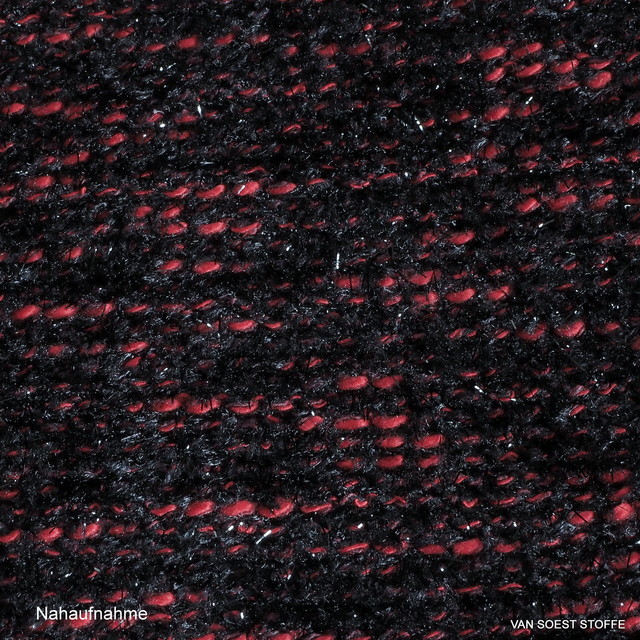 Strick Stretch Glitter Bouclé in Burgund Rot-Schwarz