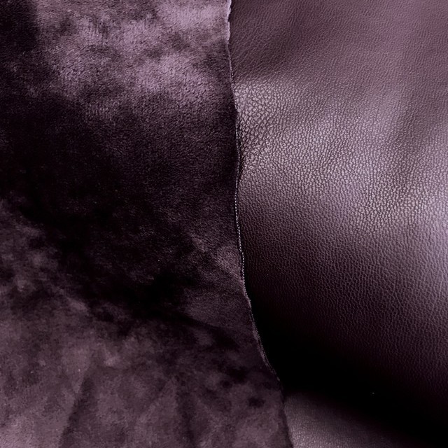 super soft vegan leather smooth & suede, double sided in bordeaux
