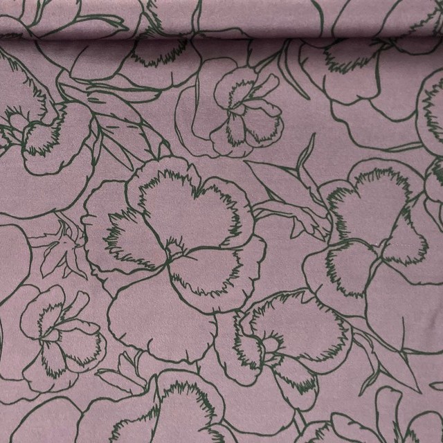 zarter Blumenprint in Grün Flieder auf leichtem Viskose Rayon Mix Satin | Ansicht: zarter Blumenprint in Grün Flieder auf leichtem Viskose Rayon Mix Satin