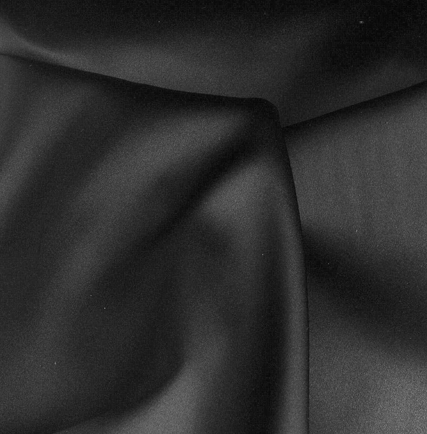 Stretch silk satin 19 mm. in deep black dull satin