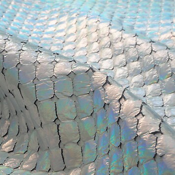 2299 - glaenzender Ledereffekt auf laminiertem Waffel Velour Silver irisierend limitiert
